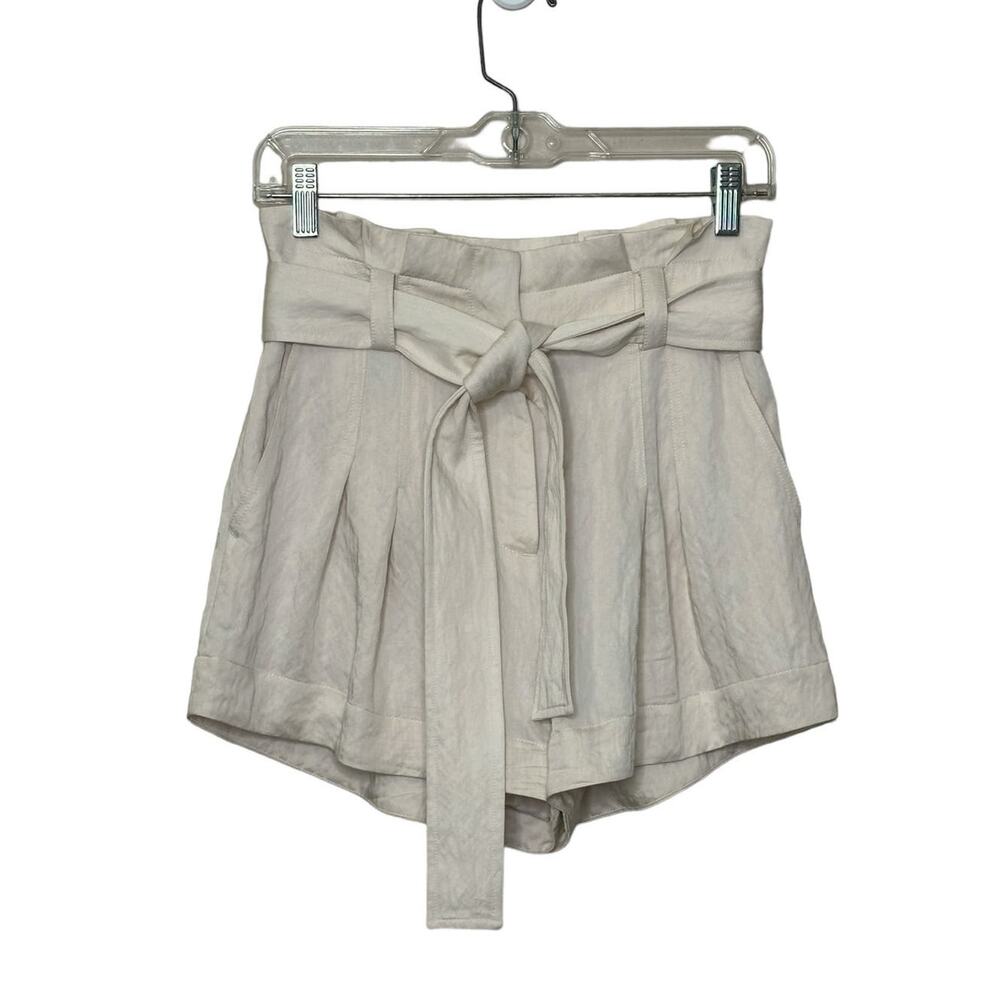 A. L. C. Cream high waist belted paper bag shorts size 2